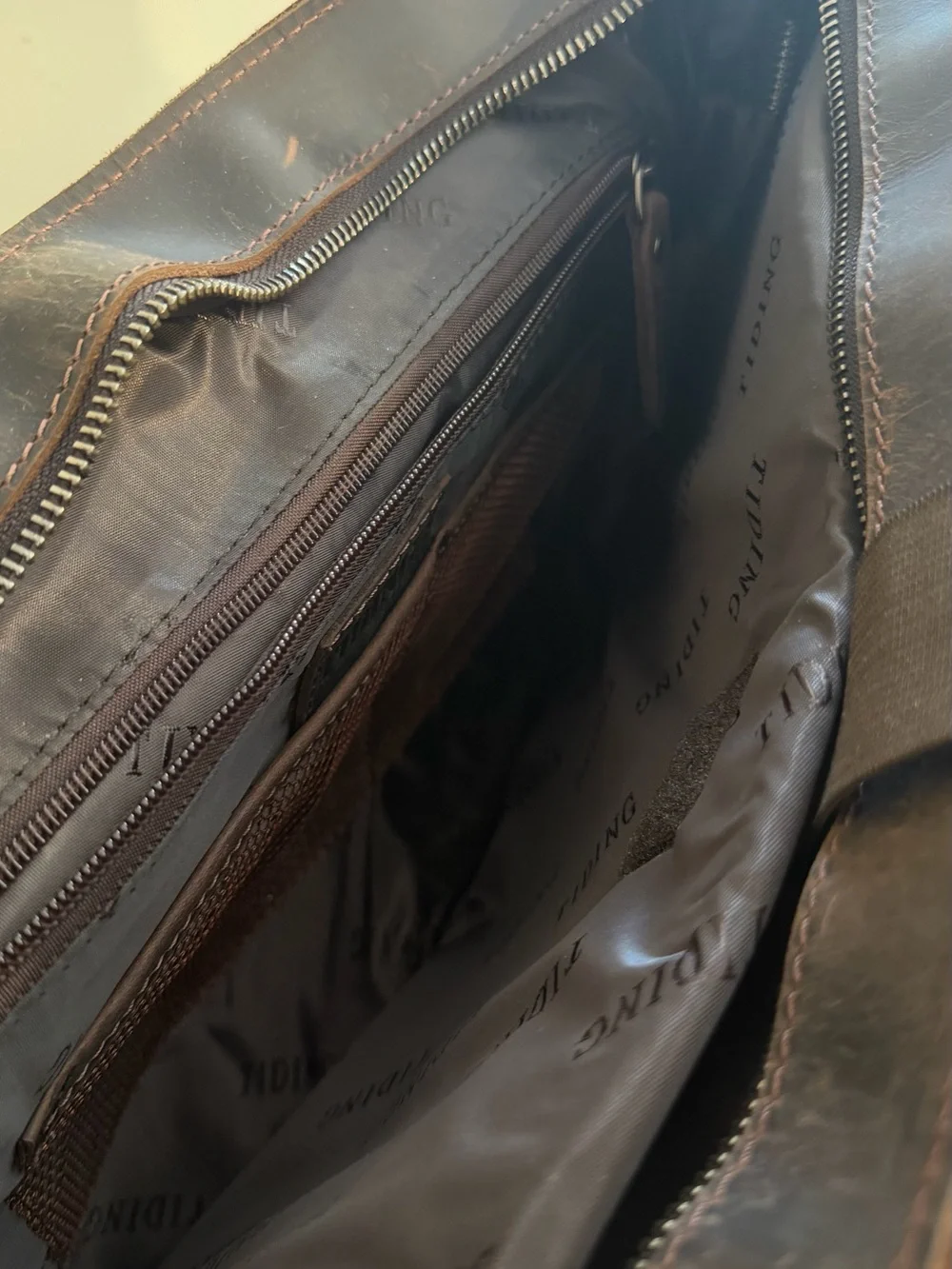 Men's Brown Leather Briefcase Messenger Bag